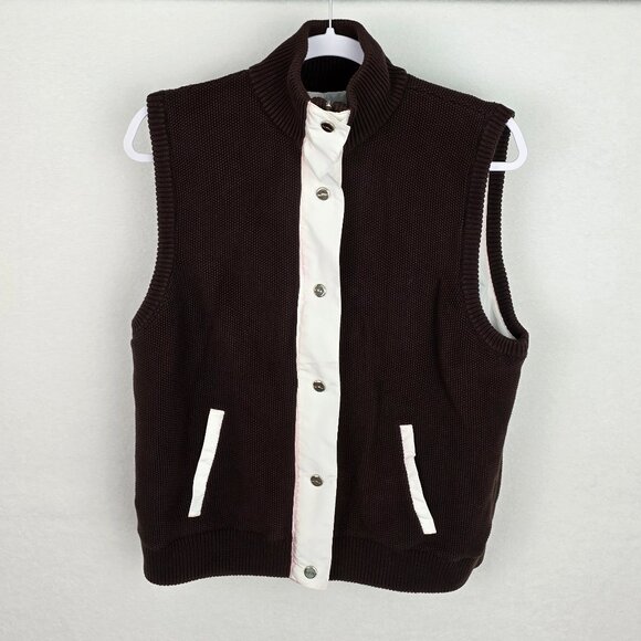 Ralph Lauren Womens Reversible Vest Size XL White & Brown - Picture 1 of 8